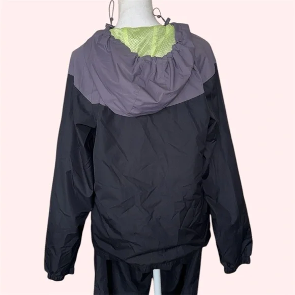 BCG Windsuit Gray Black Neon Green Hooded Jacket & Pants Tracksuit Unisex Sz L - Picture 4 of 14